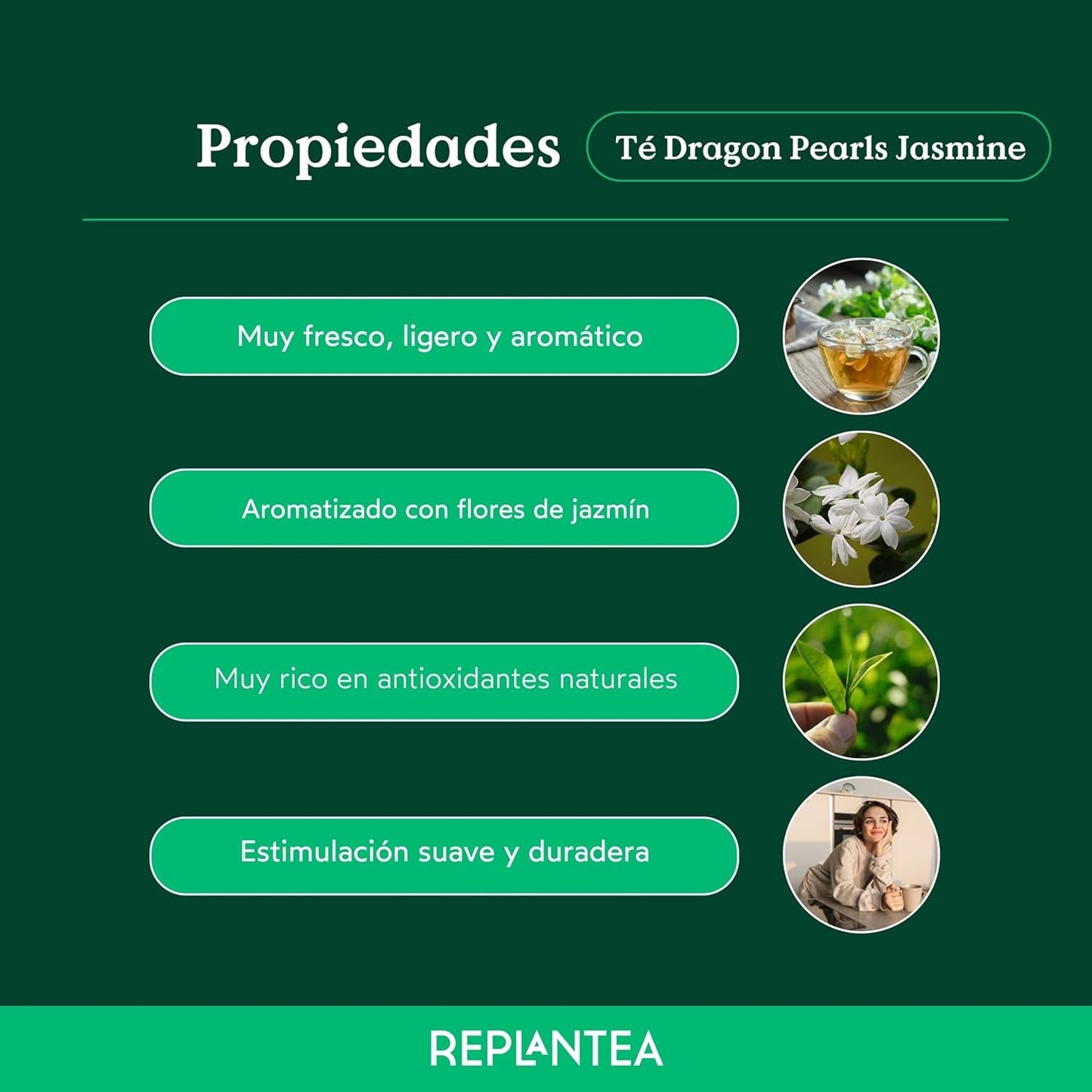 Ekologiskt te Jasmin Dragon Pearls (100 g) | Premium grönt te i form av handrullade jasminpärlor | Tespecialitet med delikat blomarom | OMPLANTERA