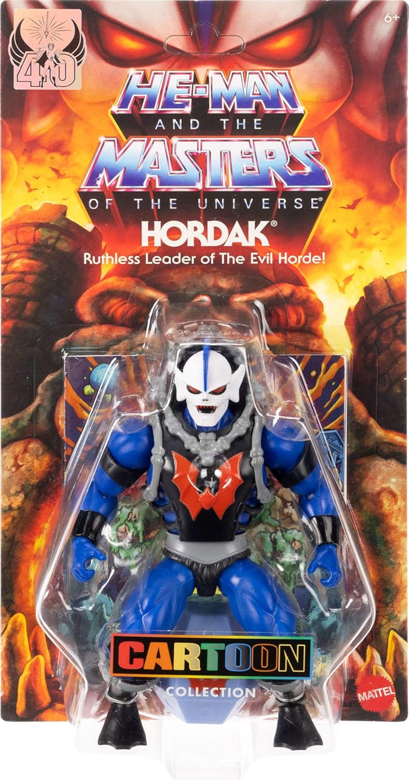 Masters of the Universe Origins Actionfigur Hordak från den tecknade samlingen, cirka 14 cm lång, vild hordskurk från 1980-talets TV-serie, 16 rörelsepunkter, miniseriehäfte, JBM79 Actionfigurer Naty Shop