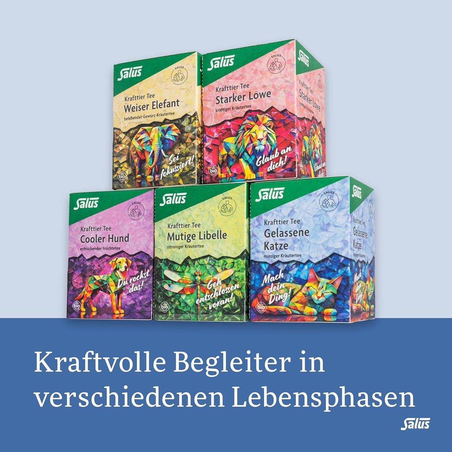 Salus - Krafttier Tea - The Quiet Cat - 1X 15 filterpåsar (28,5g) - Mynta örtte med Ashwagandha - Ekologiskt