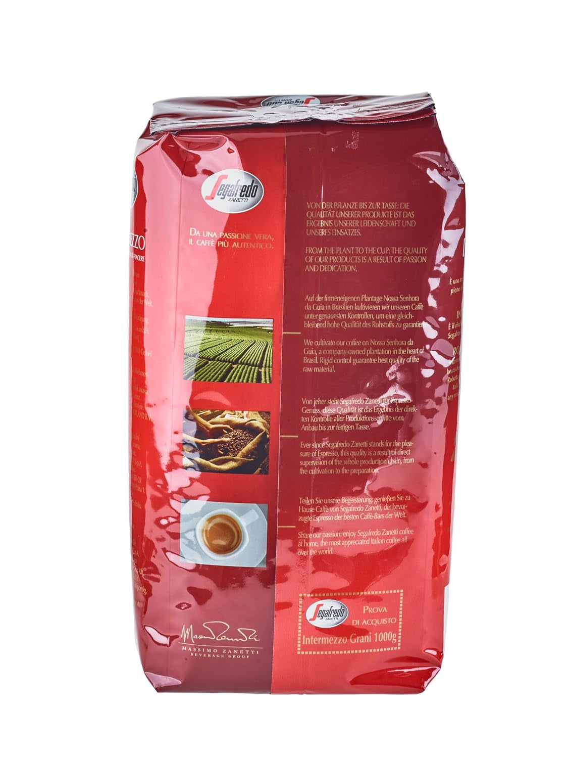 Segafredo Zanetti Intermezzo - Hela bönor (1 kg förpackning) - Geeignet für alle italienschen Kaffespezialitäten - Kaffeebohnen mit mitteller Röstung, stark und vollmundig im Gesmack