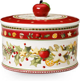 Villeroy & Boch - Winter Bakery Delight liten förvaringslåda, keramisk julkakalåda, jullåda, kaklåda, kaklåda, keramiklåda med lock, godisförvaring, förvaringslådor i premiumporslin Naty Shop M
