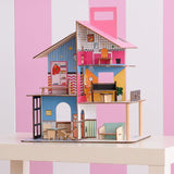 Olivia'S Little World 360 dockhus i trä för barn 3,5" dockor och 12 tillbehör Flerfärgad TD-13260C dockskåp Naty Shop