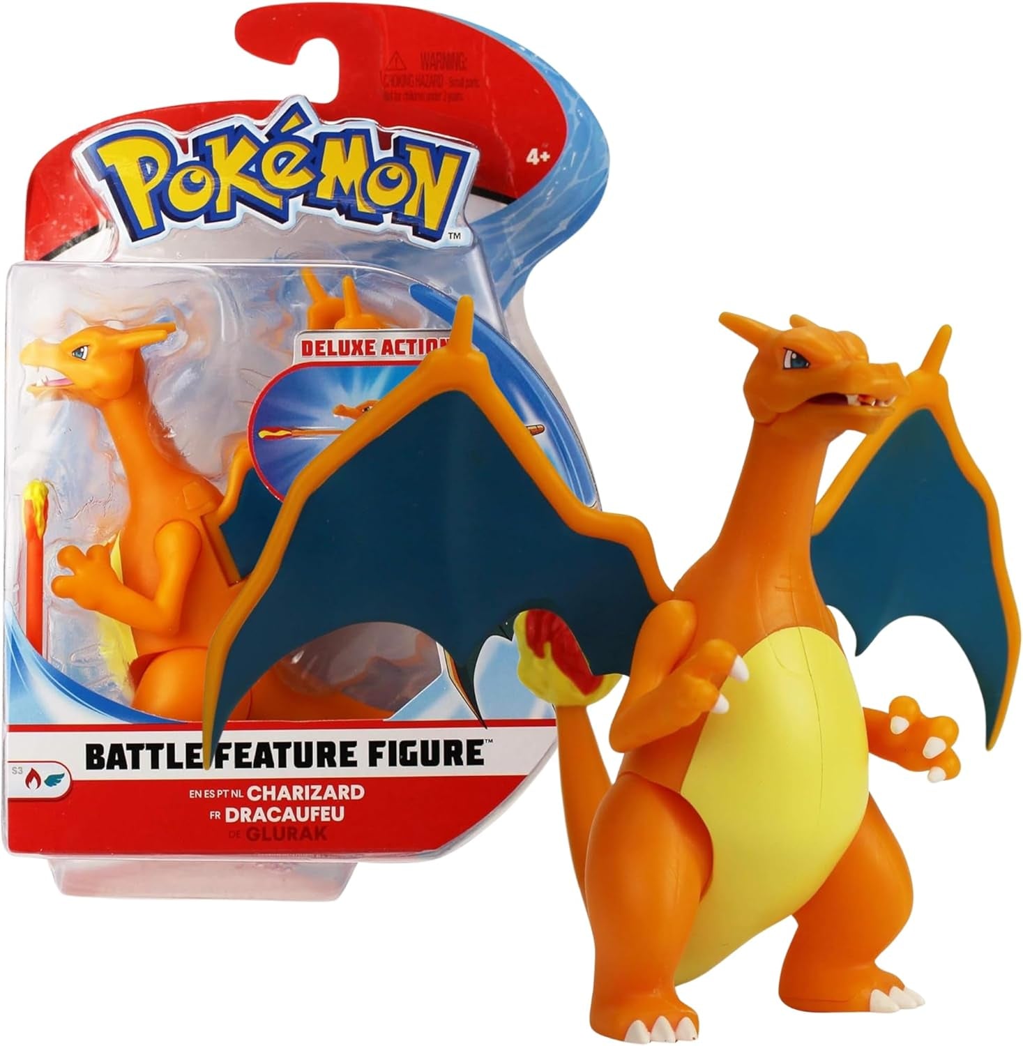Pokémon PKW0368 - Battle Feature Figure - Glurak Officiell rörlig figur 11,5 cm Actionfigurer Naty Shop Standardtitel