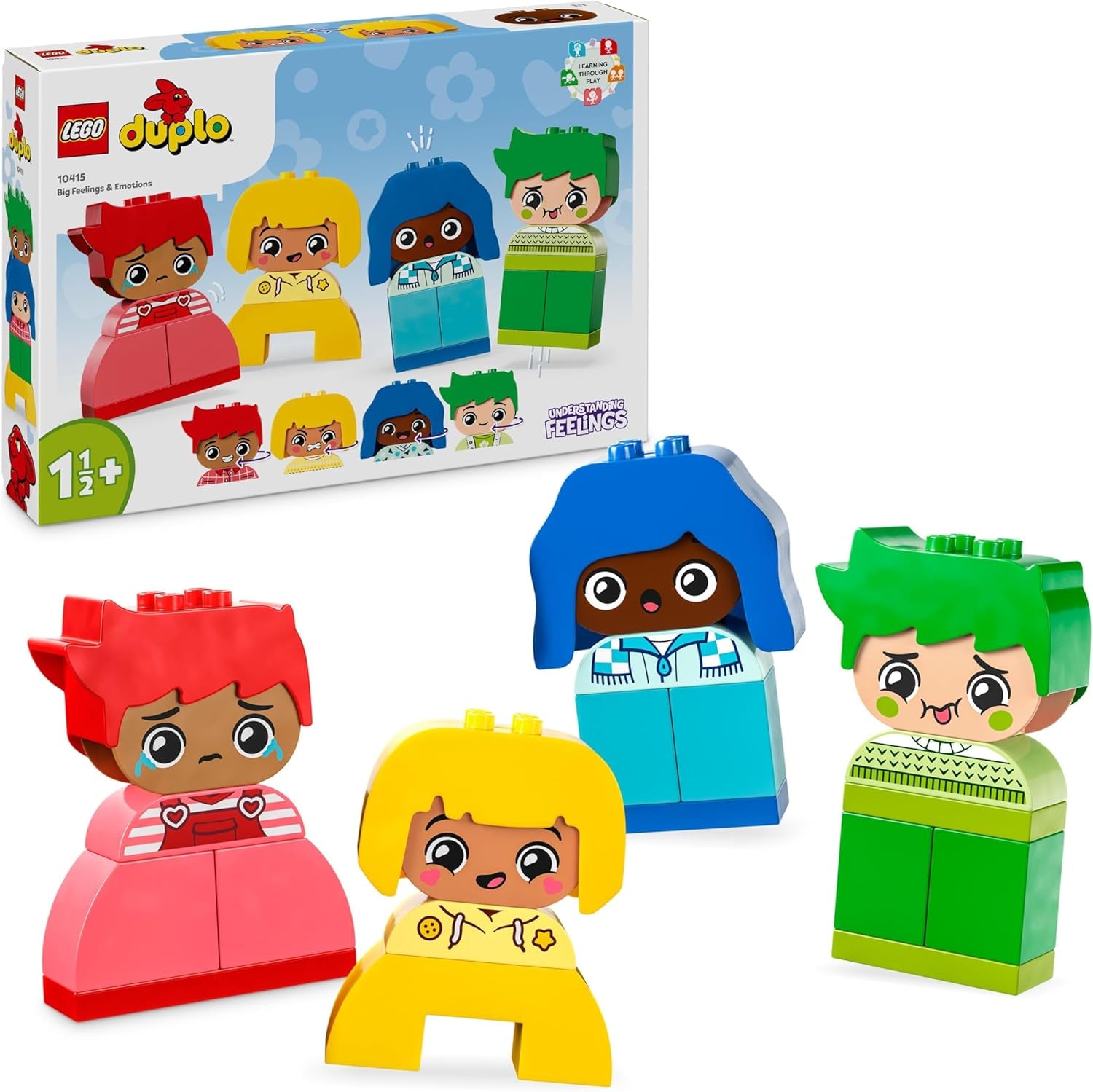 LEGO DUPLO Big Feelings, byggstaplingsspel med 23 färgglada klossar och 4 figurer, motorisk leksak för att främja social och emotionell utveckling hos små barn från 18 månader 10415 Byggset Beuche den LEGO-Store Standardtitel