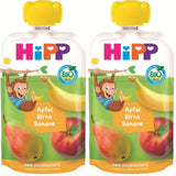 HiPP ekologiska fruktpåsar, pressbara, äpple, päron, banan - Anton Maimuta (8 x 100g), från 1 år, 100% fruktpuré, utan tillsatt socker, vegan, bästa ekologiska kvalitet (pack om 2)