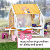 BABY born Dollhouse, Weekend House med ljus- och ljudfunktion, öppningsbara sidopaneler, diskho, grill och många tillbehör, 832752, Zapf Creation