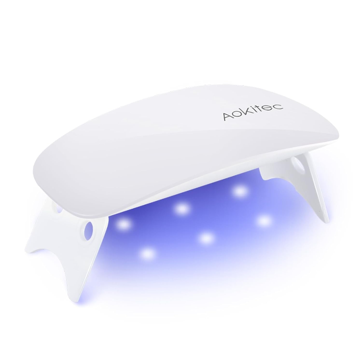 Aokitec Mini LED UV-lampa, UV-gel-nagellampa, bärbar nageltork för alla typer av gel-nagellack, härdningsverktyg för musform, kompakt, lätt med USB-kabel (vit)