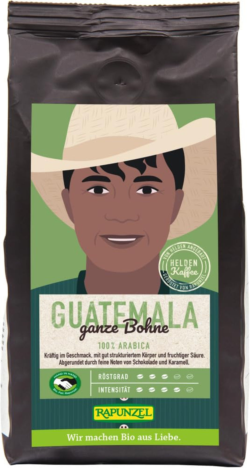 Rapunzel Hero Guatemala ekologiskt kaffe, HIH hela bönor (6 x 250 g)