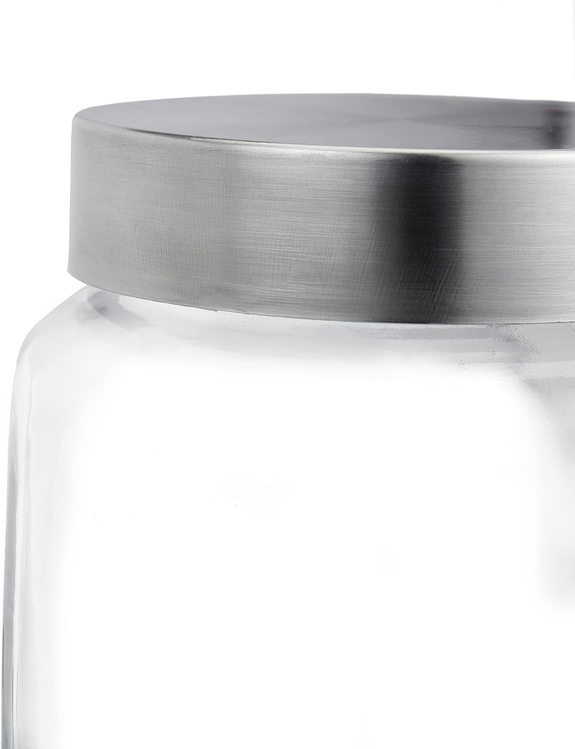 Relaxdays Godisburkar Set med 4 1,5L förvaringsburkar för sötmat Candy Bar Rostfritt stållock Klar Transparent Silver Matförvaringslådor Naty Shop