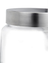 Relaxdays Godisburkar Set med 4 1,5L förvaringsburkar för sötmat Candy Bar Rostfritt stållock Klar Transparent Silver Matförvaringslådor Naty Shop