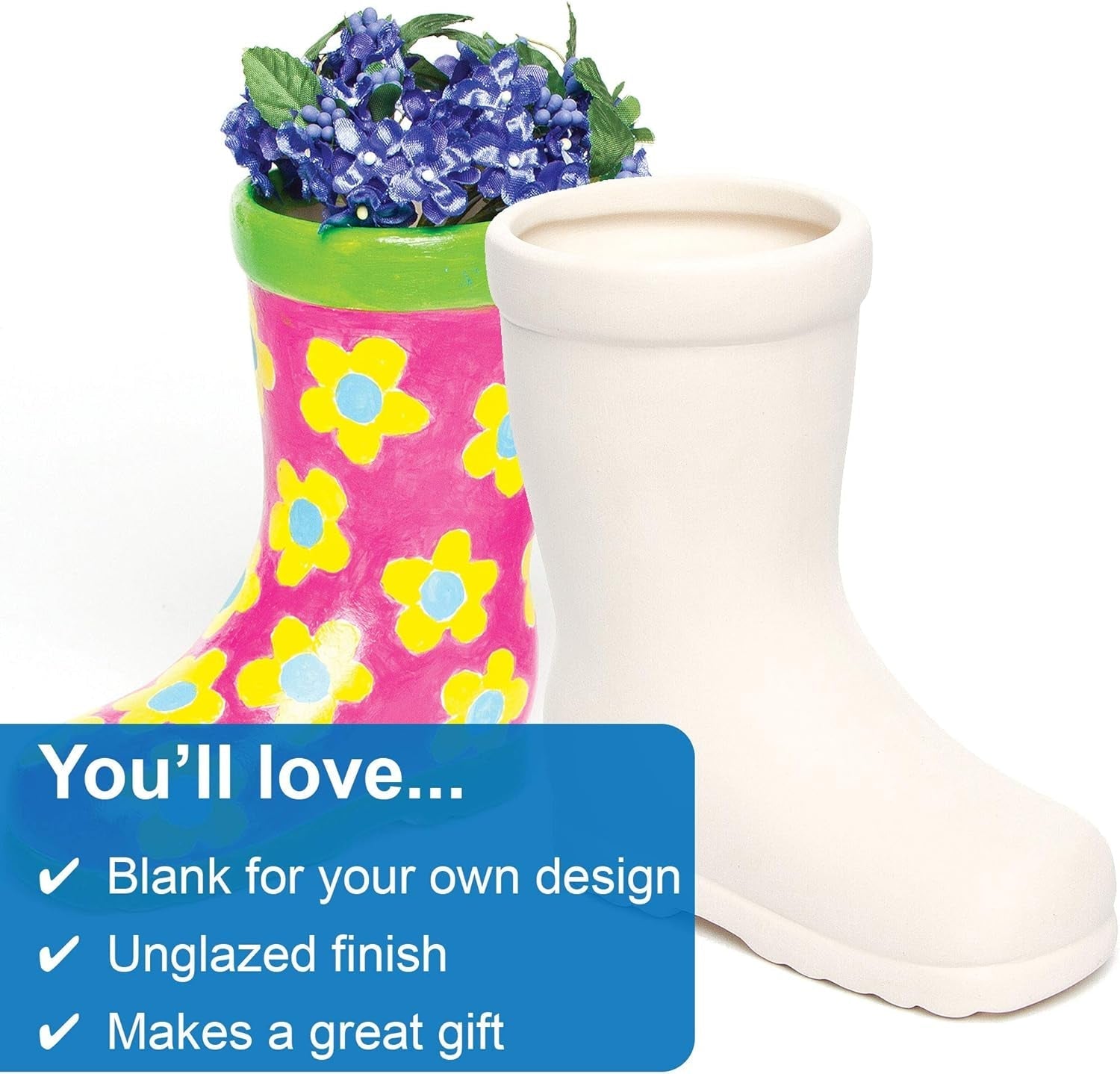 Baker Ross 'Wellies' keramiska krukor för barn (2-pack)