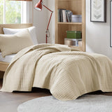 Comfort Spaces Kienna Quilt Set, Lyxiga dubbla sömmar, Sommarfilt, Lätt, Mjuk, Året Runt Sängkläder, Matchande Örngott, Vit, Filt för King Size-sängar (264,2 X 228,6 Cm), Naty Shop Täcken & Quilts Ivory Twin/Twin Xl(66"X90")