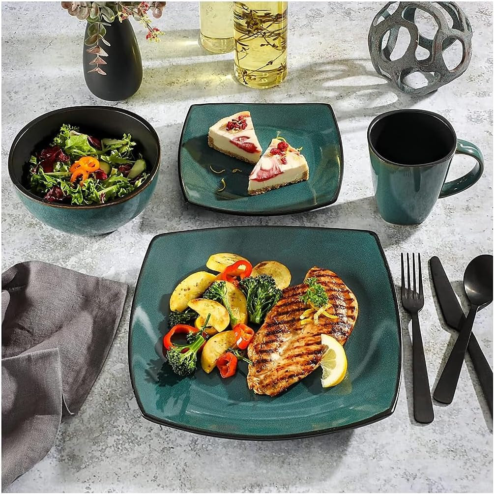Kvadratisk servisset Soho Lounge 102534.16RM, stengods, turkos