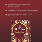 Pukka | Blandning av ekologiska smaksatta teer "Vanilla Chai" | Kanel, ingefära och vanilj | Te för en njutning med naturlig sötma | Förpackning om 1 | 20 tepåsar