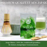 Ekologiskt Matcha-pulver för te och Matcha Latte - Premium ceremoniell kvalitet från Japan - Original Kissui Grönt Te - 30g