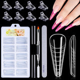120 st nagelformsset, nagelförlängningar, gelnagelformer, nagelformset med dubbelhuvudborste och nagelfil med clips, för gelnaglar