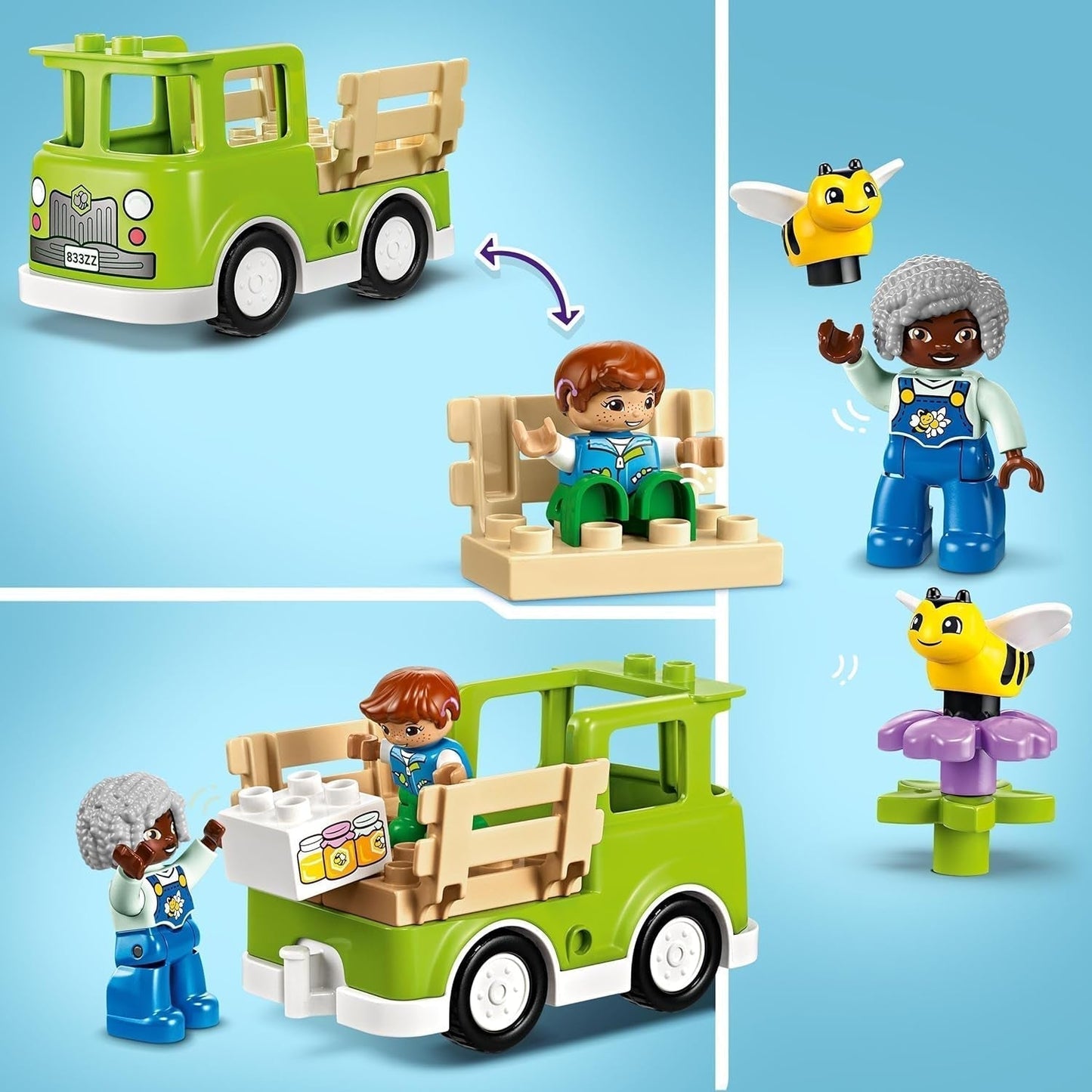 LEGO DUPLO Stadsbiodling och bikupor, pedagogisk leksak för småbarn med 2 figurer och en mobil lastbil, bygg- och ombyggnadsset, leksak för småbarn från 2 år 10419 Byggset Besuche den LEGO-Store