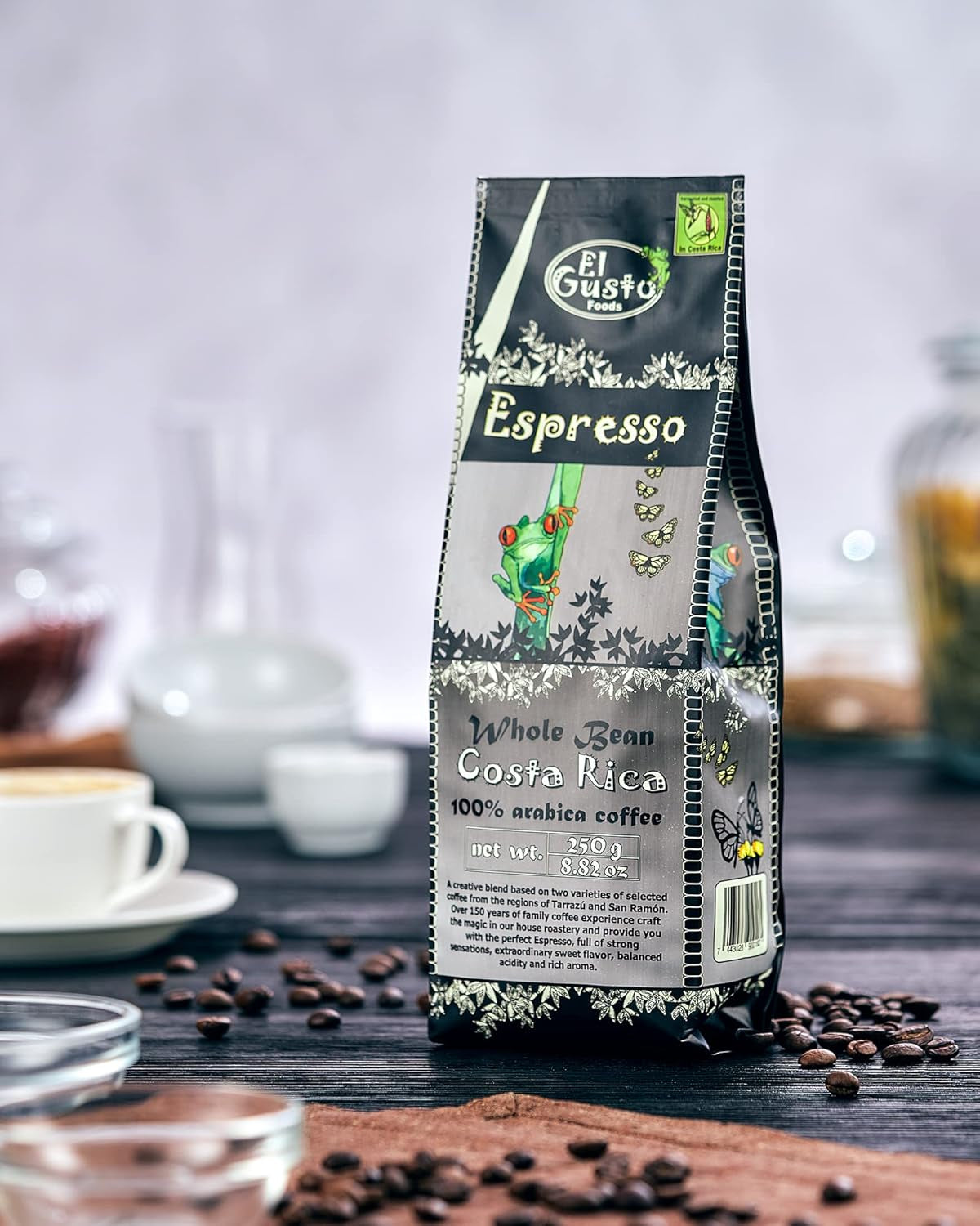 El Gusto Espresso Kaffee aus ganzen Bohnen aus Costa Rica, dunkel geröstet, creative Mischung, 100% Arabica, frischer Gourmet-Kaffee 3er Pack