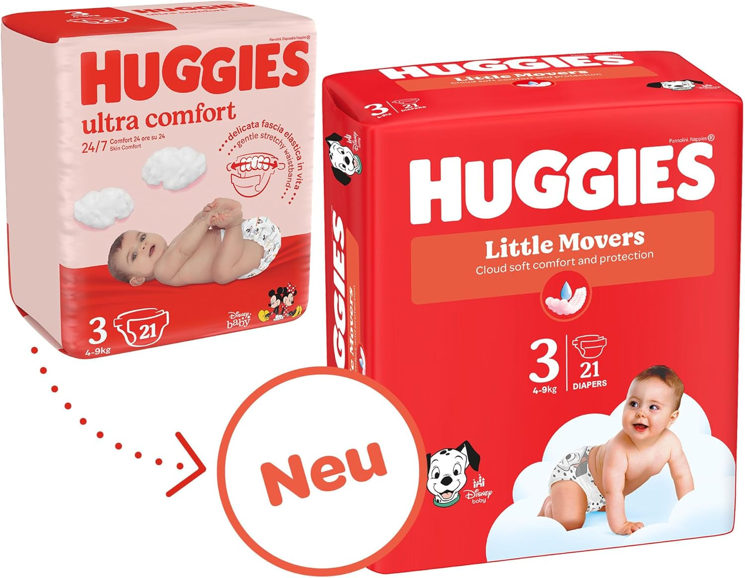 Huggies Babyblöjor Little Movers, Disney Design, storlek 3, 168 count (3 x 56), månadslåda
