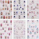 JMEOWIO Nagelsticker Weihnachten 6 Blatt Nail Art Sticker Selbstklebend Nagelaufkleber Schneeflocke Winter Urlaub Süß Dekoration Nageldesign Zubehör