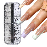 GZSY Nail Art Strasssteine ​​Nagel Perlen Weiß 12Raster Nagel Charms Nageldesign Zubehör Perle Nail Art