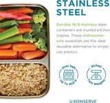 U Konserve - Delad rektangulär matbehållare i rostfritt stål med silikonlock - Island Teal - 28oz / 825ml Matförvaringslådor Naty Shop
