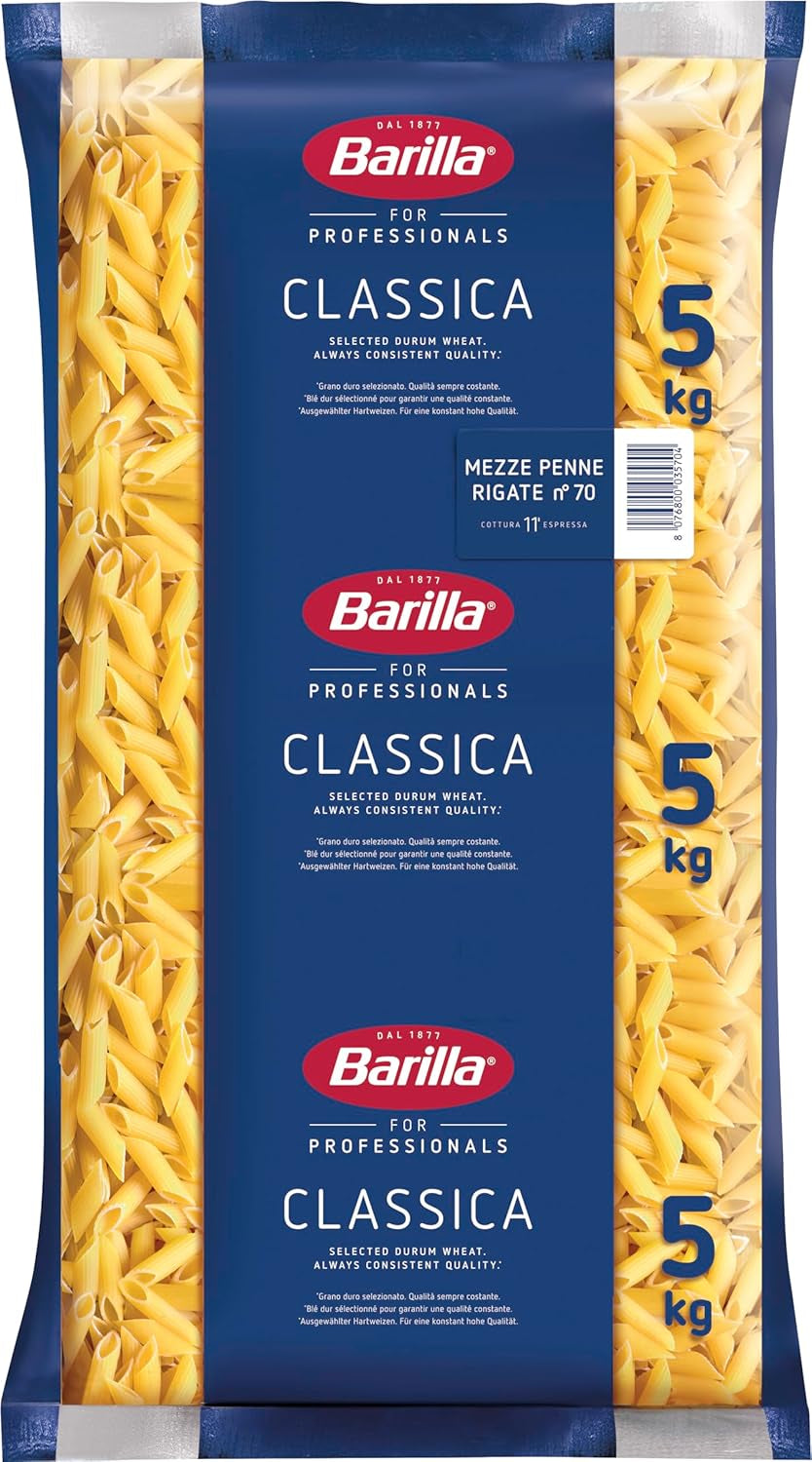 Penne Rigate Barilla durumvete pasta n. 73 – Förpackning om 1 (1x5 kg)