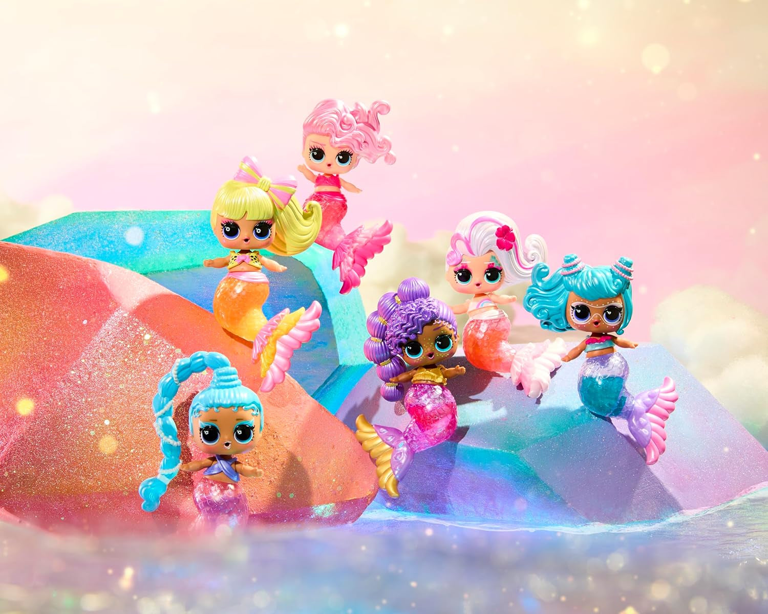 LOL Överraskning! Mermaids Makeover Magic Tots - Riktigt läppglans för dig och din docka att göra själv, mixa och skapa smink, Rolig vattenlek, 6 dockor att samla - Ålder 4+