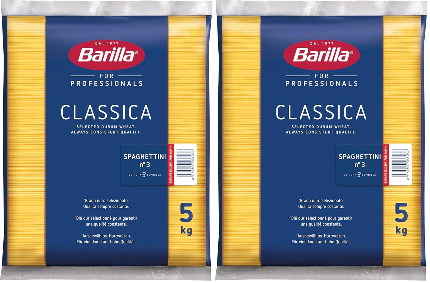Barilla Pasta Klassische Spaghetti n.5 av högkvalitativ Hartweizen immer al dente, (1 x 500 g), smaklös