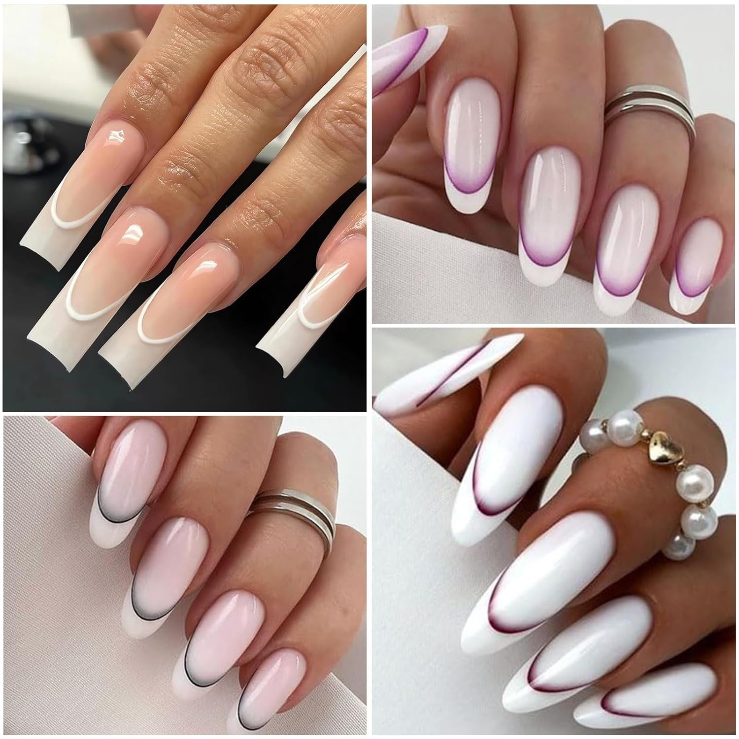 12 Stück French Tip Nagelsticker Selbstklebend Bunte French Nails Schablone Nagelaufkleber Nagelkonstklistermärken Nageldesign DIY Nägel Zubehör(12 Farben)