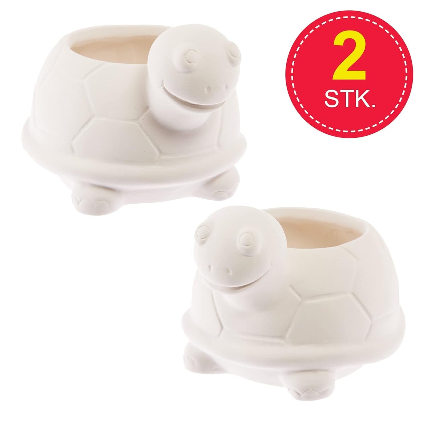 Baker Ross FX594 Turtle Keramiska planteringskärl - paket med 2, måla din egen plantera