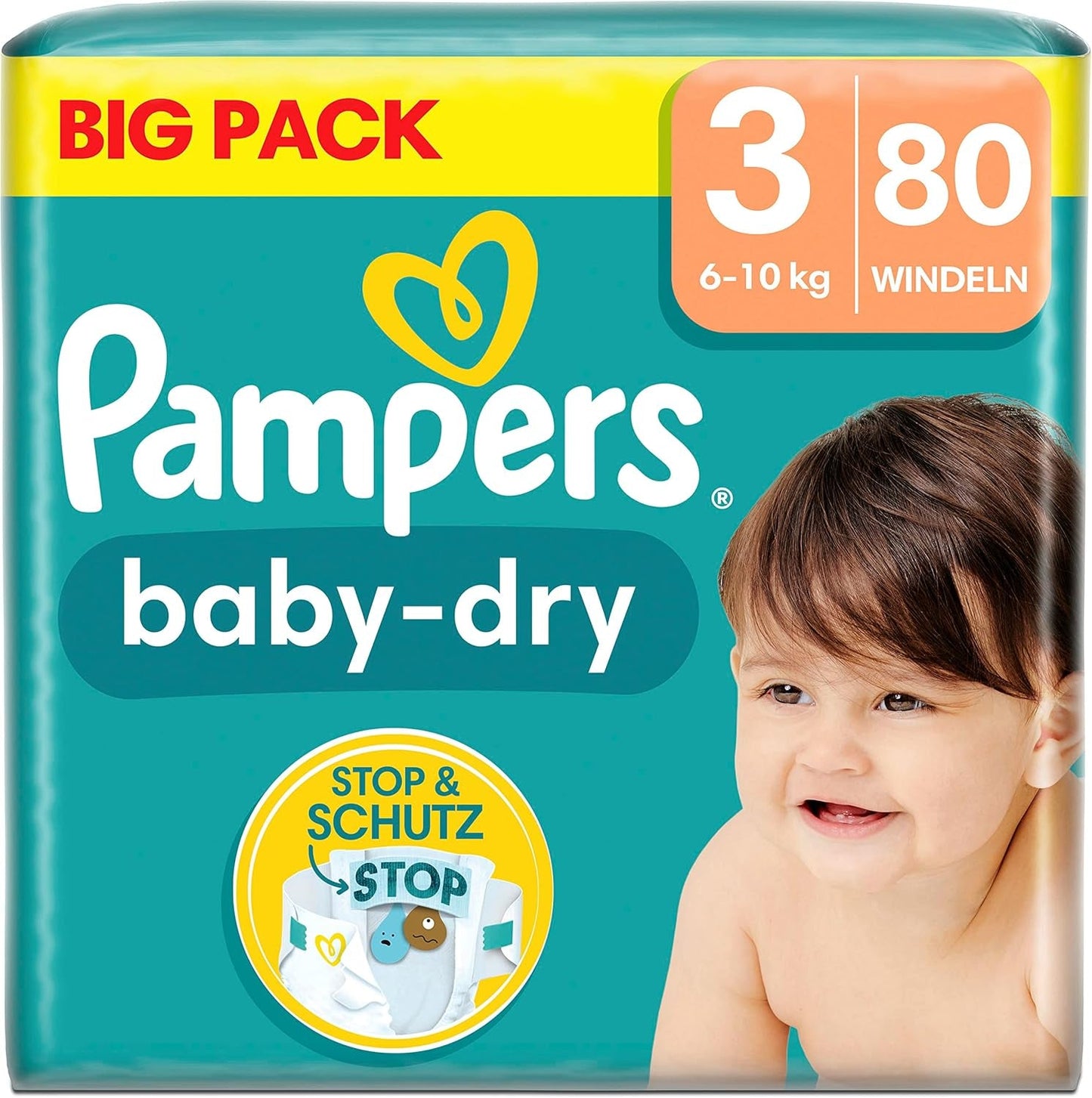 Pampers (gammal version), trosor, storlek 4, 9 kg-15 kg, trepack (1 x 88 blöjor)