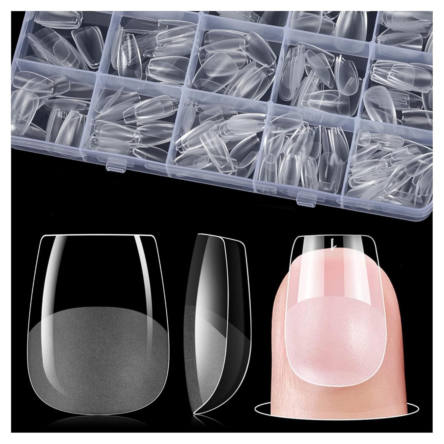 Gelike Ec Short Almond Nails - Heltäckande mjuka naglar, förpolerade konstgjorda naglar för nagelförlängning, Hemma Nagelstudio, Gör-det-själv-salong, 120 st, 12 storlekar