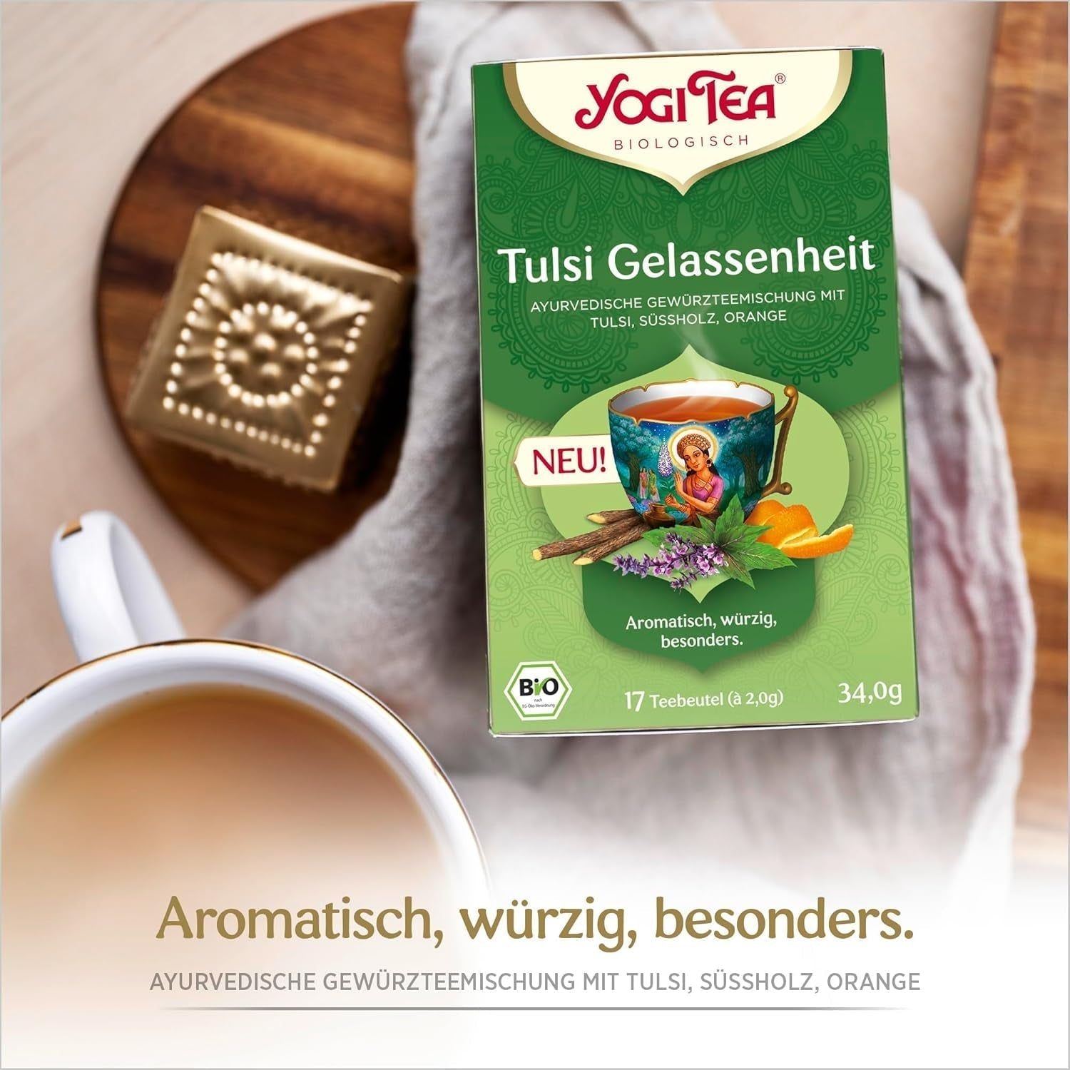 Yogi Tea - Tulsi Serenity Organic Herbal Ayurvedic Tea Nature's Koffein Free Tulsi Blend "Holy" Basil Lakrits & Orange Yogi Tea 3-pack 3X17 tepåsar (51 tepåsar)