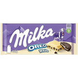 Milka Oreo Sandwich – alpin mjölkchoklad, fylld med knapriga bitar av Oreo-kakor och slät vaniljkräm – 92g
