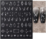 3D silvermetalliska nagelklistermärken, nagelklistermärken för kvinnor, stjärna, måne, sol, nagelfolie, självhäftande klistermärken, fjärilsnagelklistermärken, nagelklistermärken, nageldesigntillbehör, 8 st