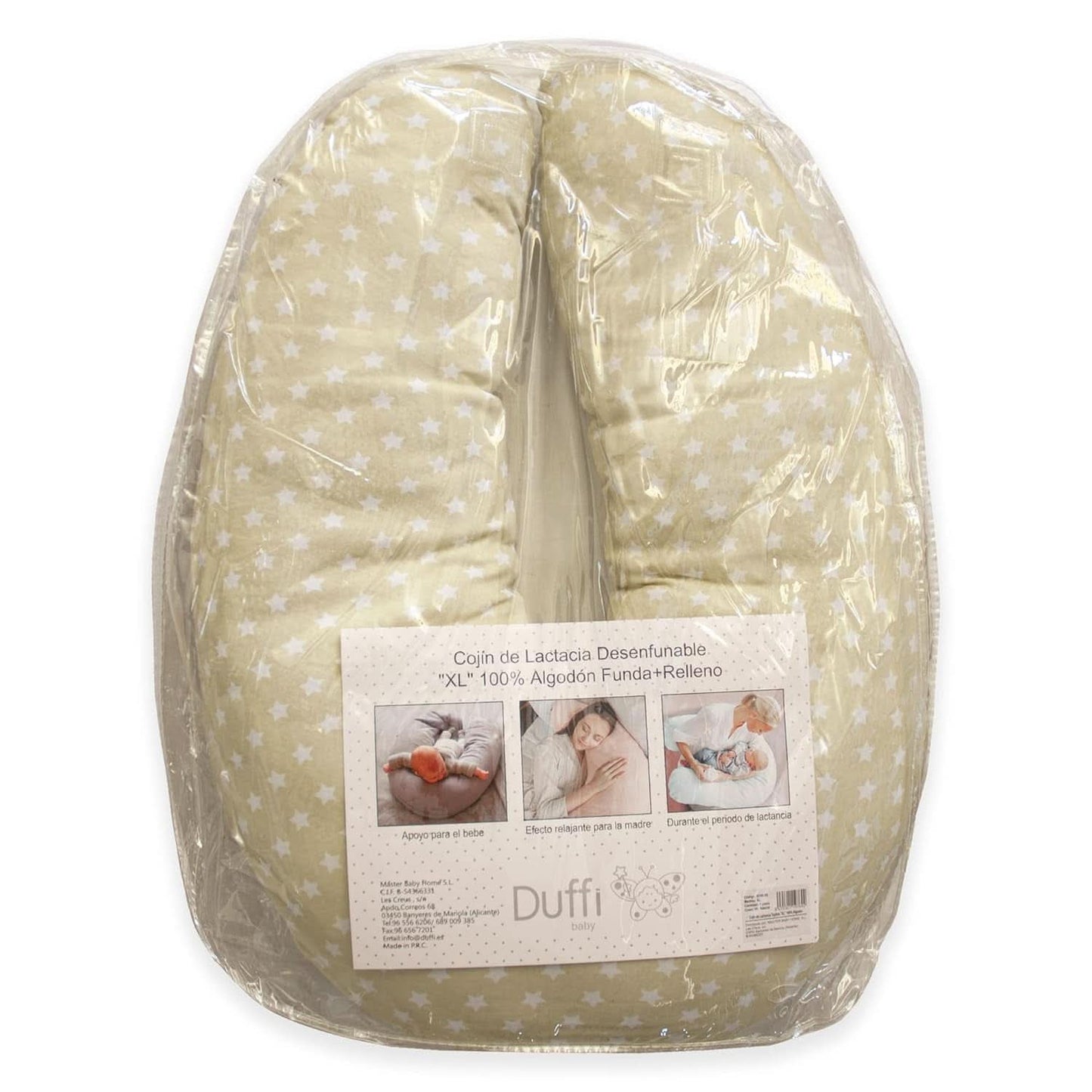 Amningskudde för nyfödda, XL, 100% bomullsöverdrag, avtagbar och tvättbar, Polyesterfyllning, Stjärnmotiv Tillbehör Mat och Amning Bebe Naty Shop