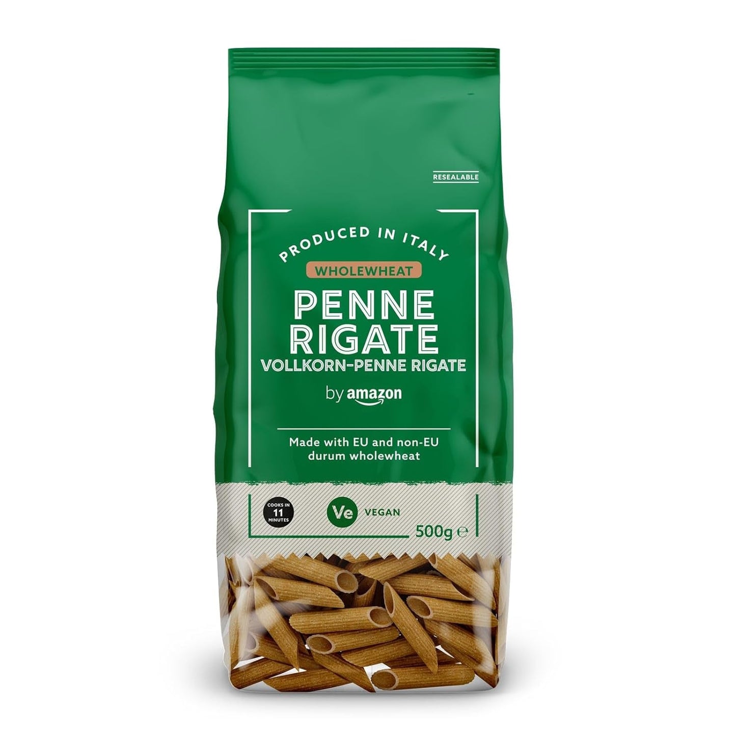 Fullkorn Penne Rigate från Amazon, 500g