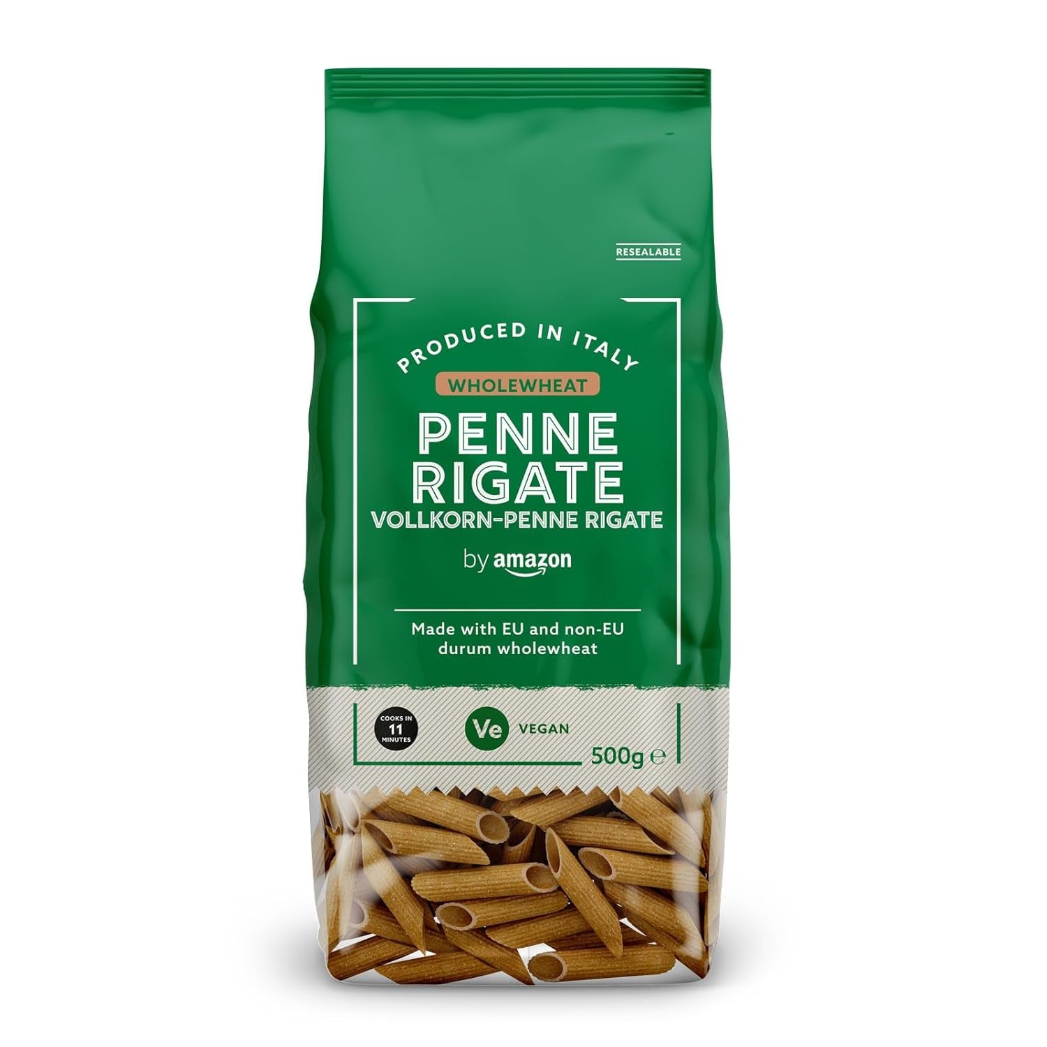 Fullkorn Penne Rigate från Amazon, 500g
