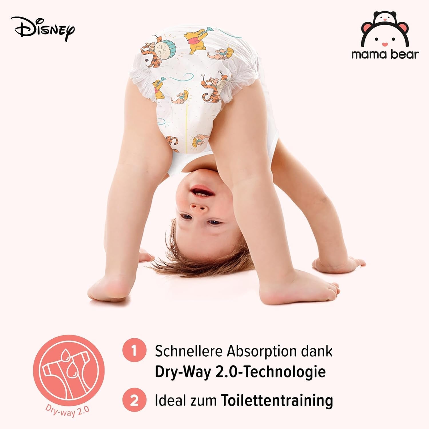 Amazon-märke: Mama Bear Disney-blöjor, storlek 5 (12-17 kg) - Månadslåda, vit, 140 stycken (2 förpackningar om 70)