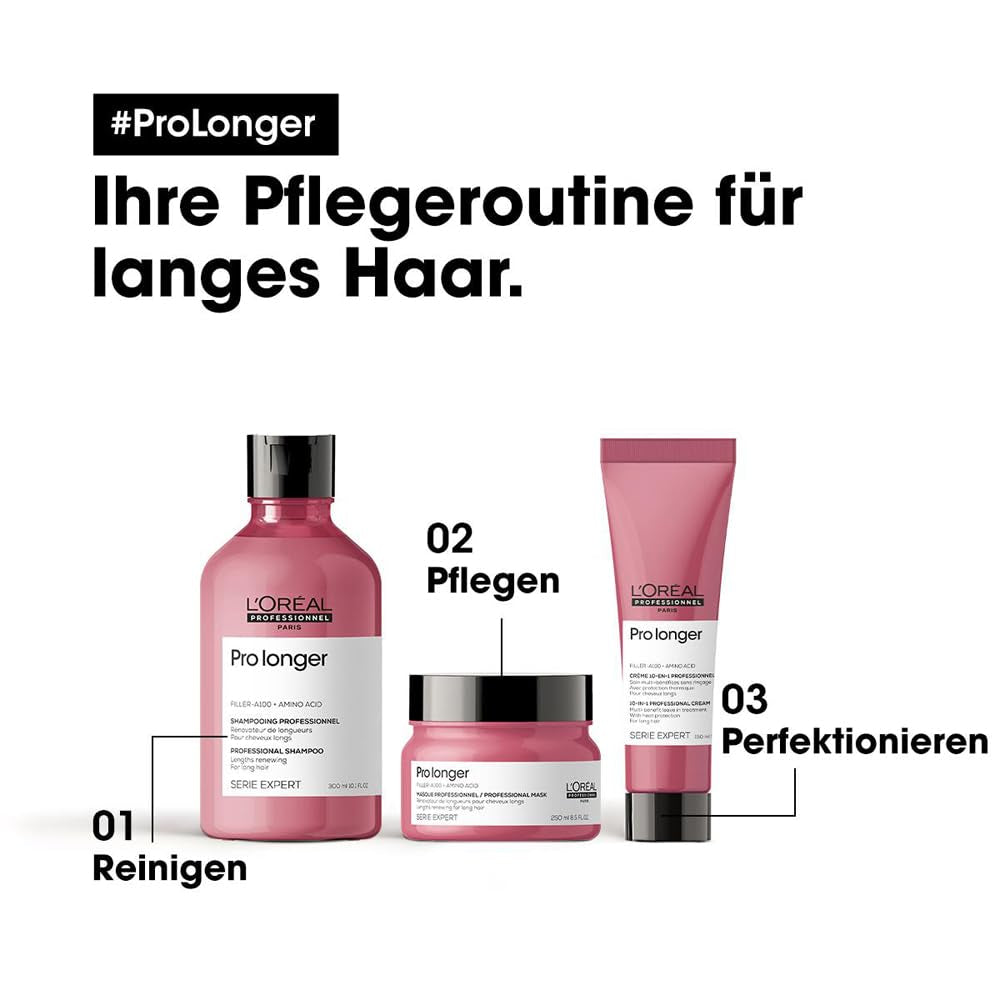 L'Oréal Professionnel hårstärkande mask för långt och tunt hår med filler A-100 och aminosyror, Series Expert, Pro Longer Mask Hair Mask Naty Shop