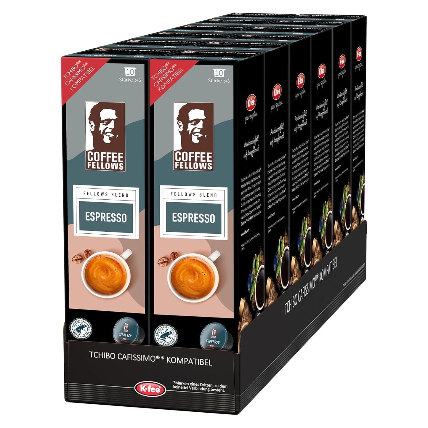 Coffee Fellows Blend Espresso-kapslar, kompatibla med K-fee, EXPRESSI & Tchibo Cafissimo*, schokoladig-fruchtige Aroman, 120 Kaffeekapseln