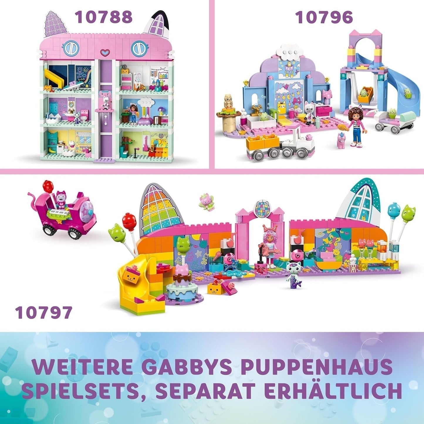 LEGO 4+ Gabbys dockskåp Gabbys festrum, Discolekset med rutschkana och djurfigurer för kreativt rollspel, present till flickor och pojkar från 4 år 10797 Byggset Besuche den LEGO-Store