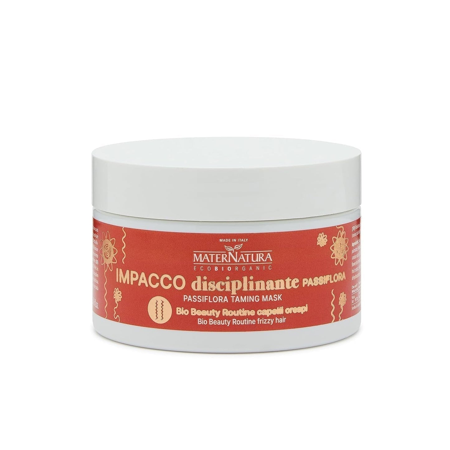 Maternatura lockigt lockigt hårmask med passionsblomma, reparation, styrka och glans för perfekta lockar, ekologisk skönhetsrutin för lockigt hår, tillverkad i Italien - 100 ml Naty Shop Hair Mask Standardtitel