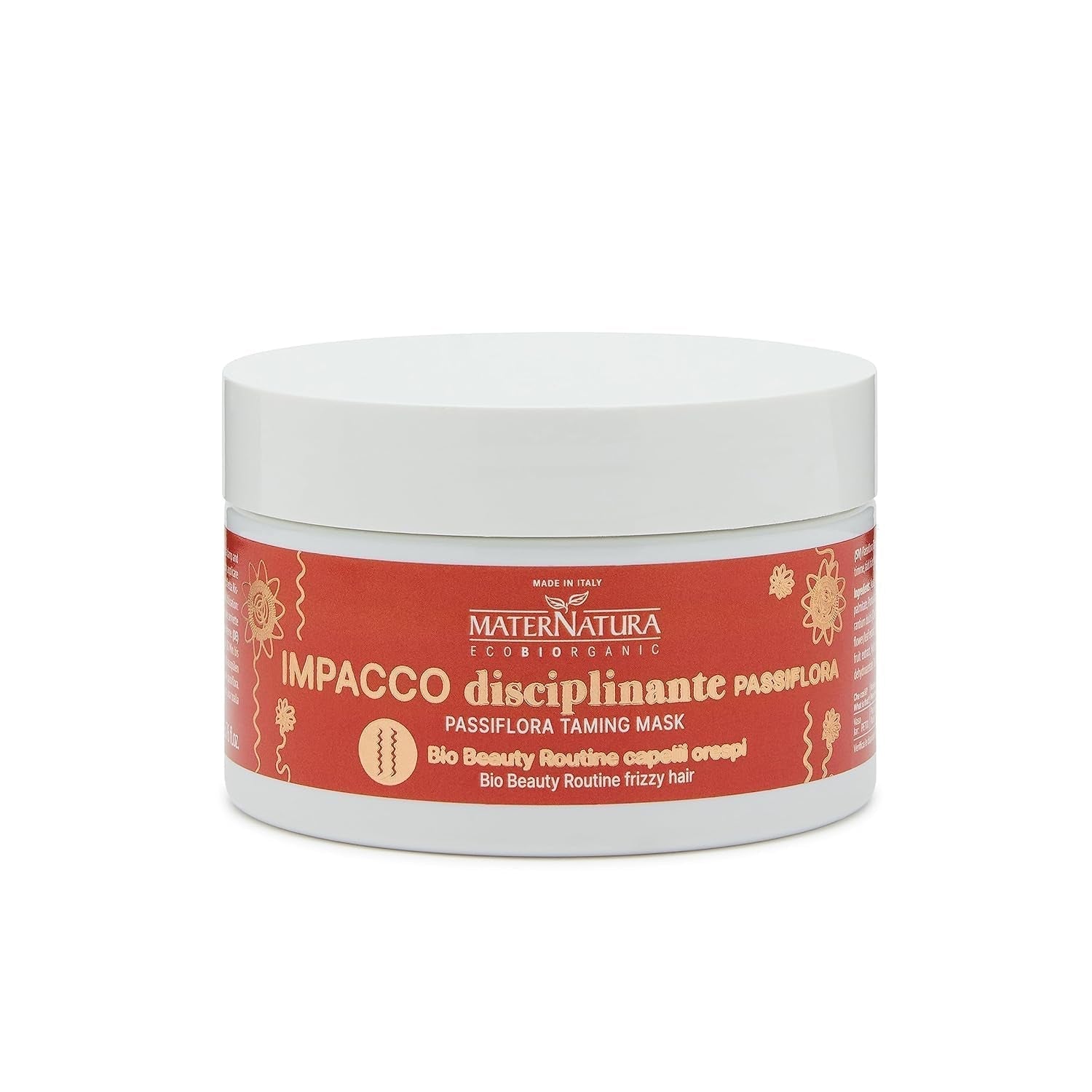Maternatura lockigt lockigt hårmask med passionsblomma, reparation, styrka och glans för perfekta lockar, ekologisk skönhetsrutin för lockigt hår, tillverkad i Italien - 100 ml Naty Shop Hair Mask Standardtitel