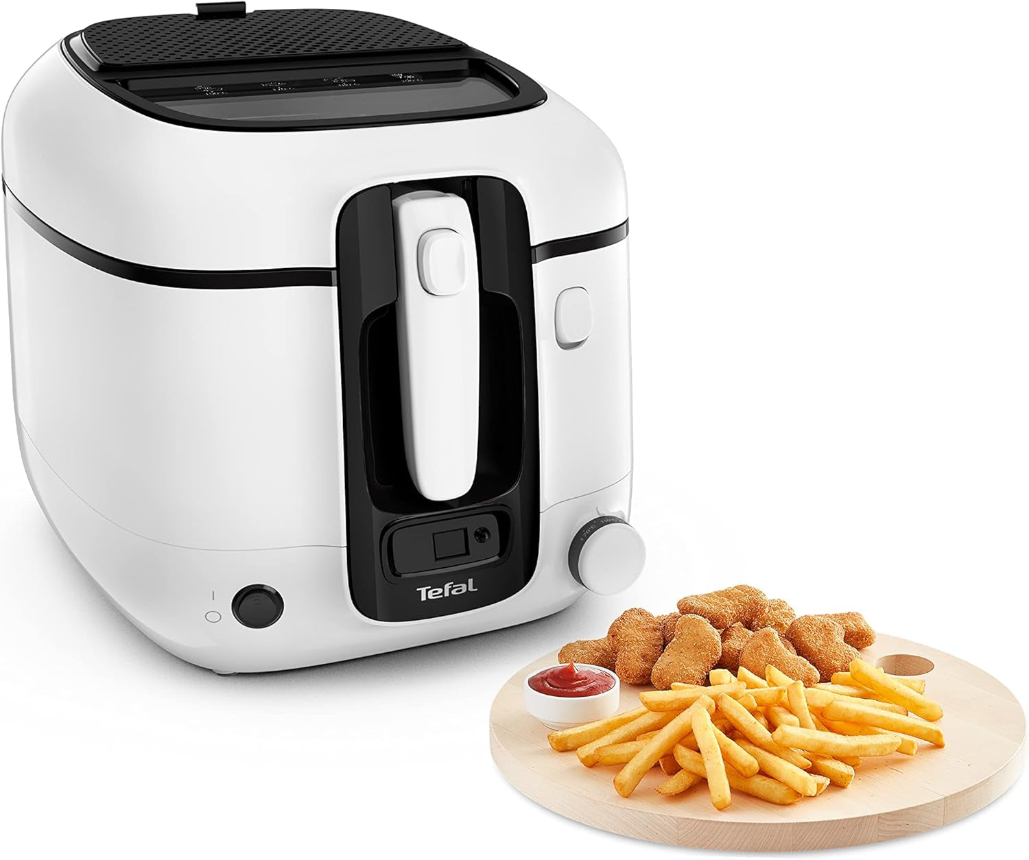 Tefal Super Uno Access Fritös, Kapacitet 2,2 L, Diskmaskinssäkra delar, Luktfilterapparater Naty Shop Super Uno Mit Timer Weiß/Schwarz