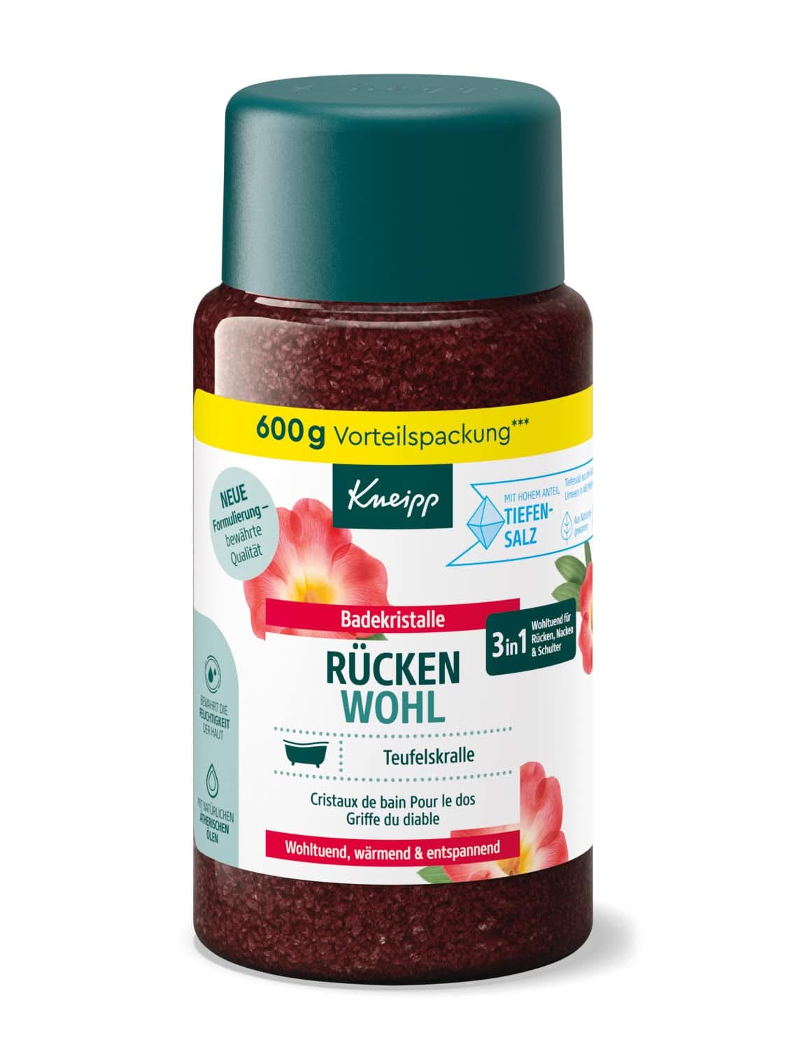 Kneipp-badsalt med djävulskloextrakt - naturligt Luisenhall-salt och lavendel och eteriska Cajeput-oljor för nacke och axlar - 600G dusch och bad Naty Shop