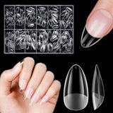 Korta konstgjorda naglar 500st mjuk gel heltäckande Nageltips för gelnaglar 12 storlekar Förpolerade nagelspetsar för gelnaglar Korta konstgjorda naglar Kista Nagelförlängningar Med Box