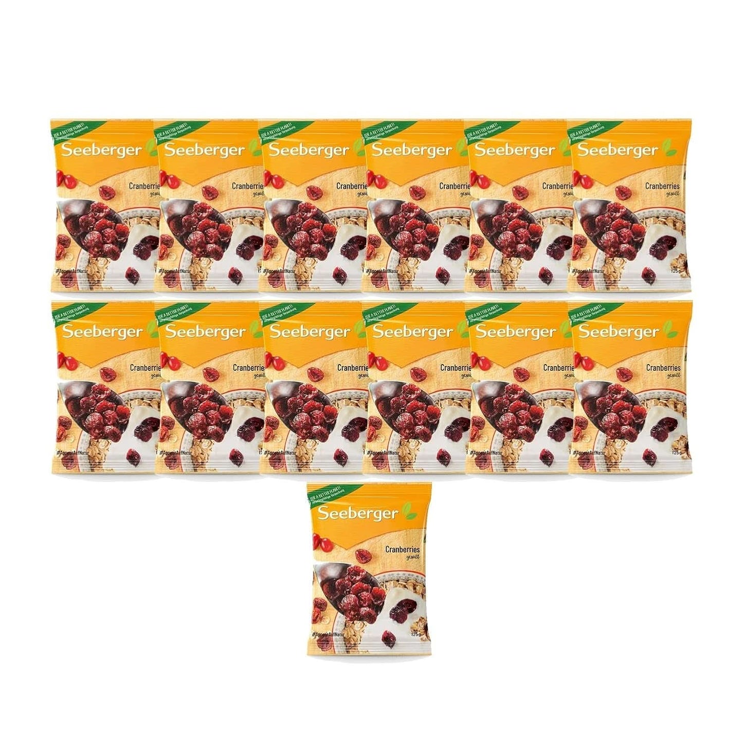 Seeberger tranbär, halverade kanadensiska tranbär, fruktiga och söta, 13 x 125 gram Naty Shop torkade produkter