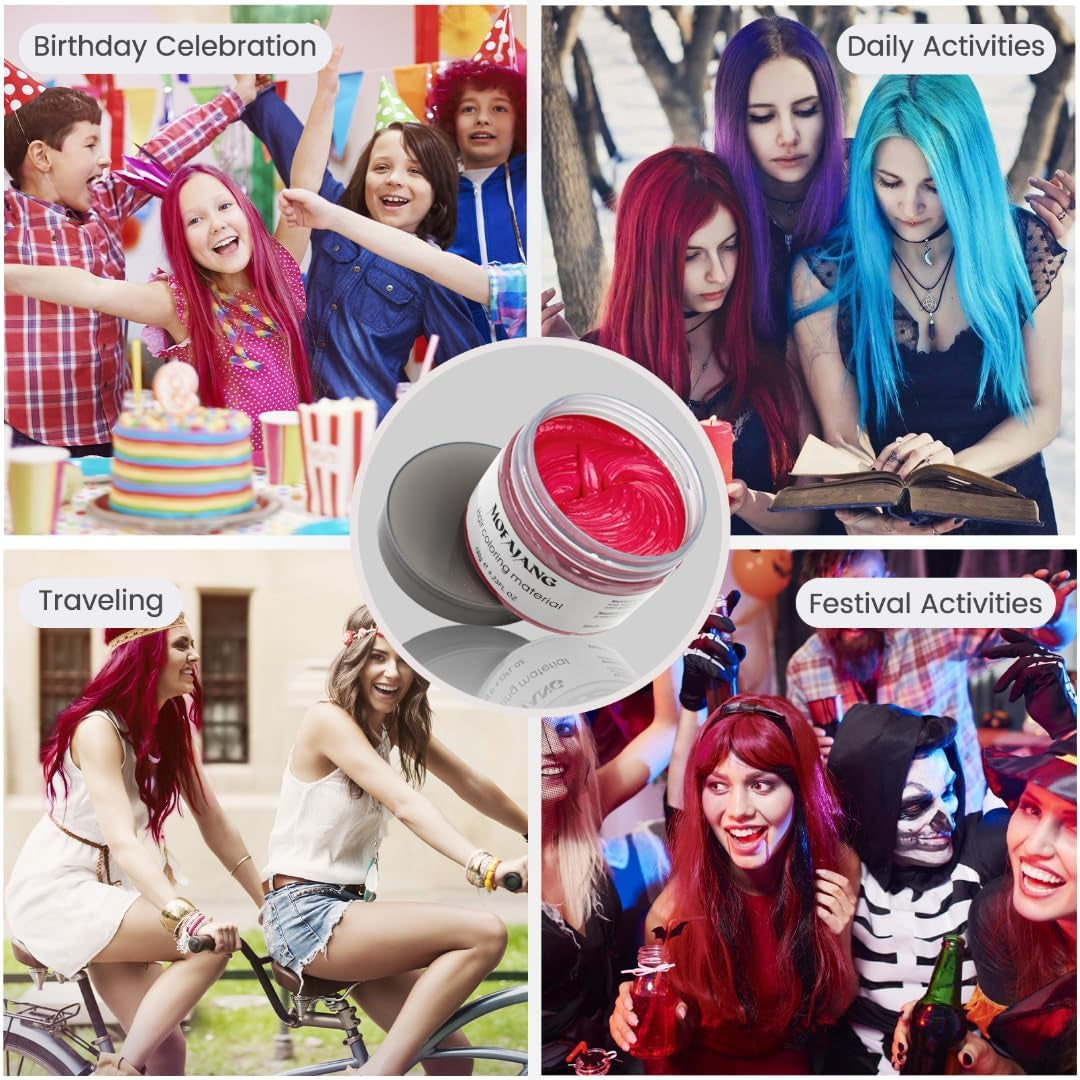 Tillfällig hårfärg 4,23 ounce färgvax för män Kvinnor Tvättbar Naturfärg Pomade Omedelbar hårfärgning för fest Cosplay Halloween (röd) Naty Shop Hårfärgning